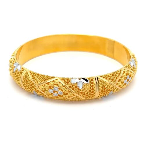 Blossoming Elegance Gold Kangan - Front View | Mustafa Jewellery