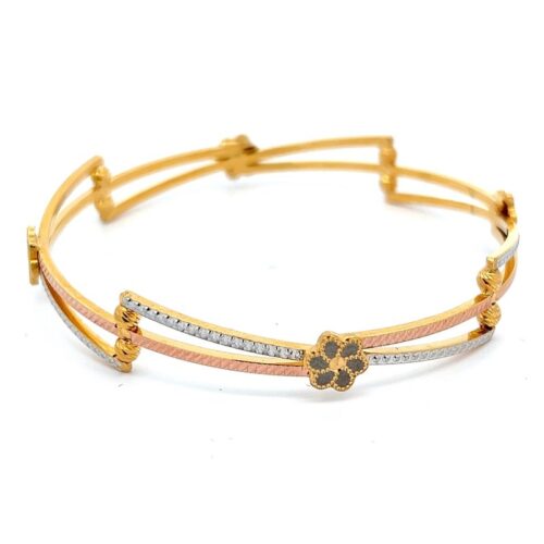 Enchanted Bloom Gold Light Weight Bangle | Mustafa Jewellery