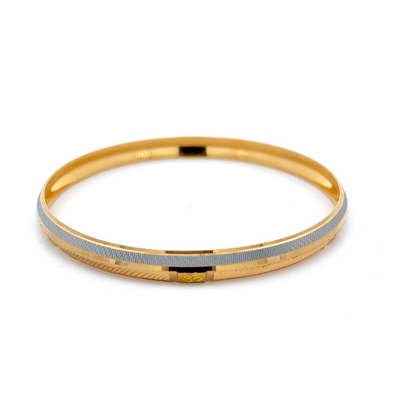 Om Resonance Two-Tone Gold Kada | Mustafa Jewellery