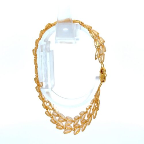 Gilded Garden Gold Link Bracelet - Side View | Mustafa Jewellery