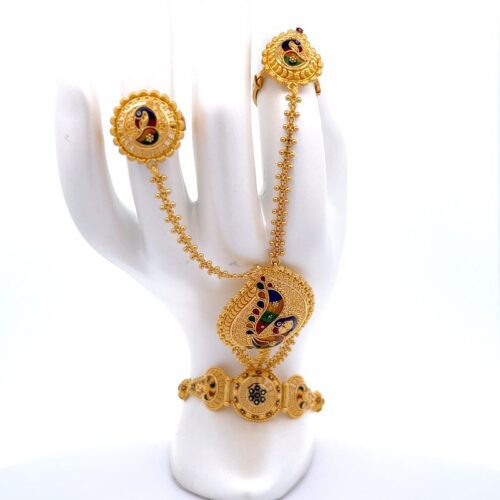 Peacock Symphony Gold Haath Phool | Mustafa Jewellery