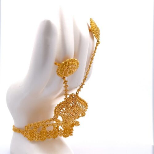 Sun's Delight Gold Haath Phool - Right Side View | Mustafa Jewellery