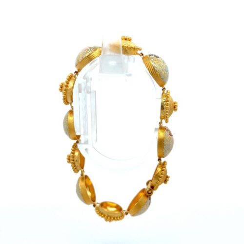 Blooming Filigree Circle Gold Link Bracelet - Side View | Mustafa Jewellery