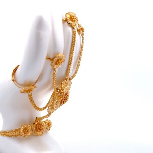 Floral Majesty Gold Haath Phool - Right Side View | Mustafa Jewellery