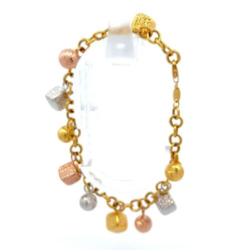 Turkish Delight Gold Charm Bracelet - Left Side View | Mustafa Jewellery