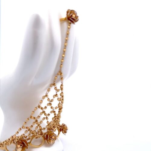 Floral Net Gold Haath Phool - Right Side View | Mustafa Jewellery