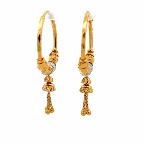 Golden Song Hoop Earrings - Side View | Mustafa Jewellery