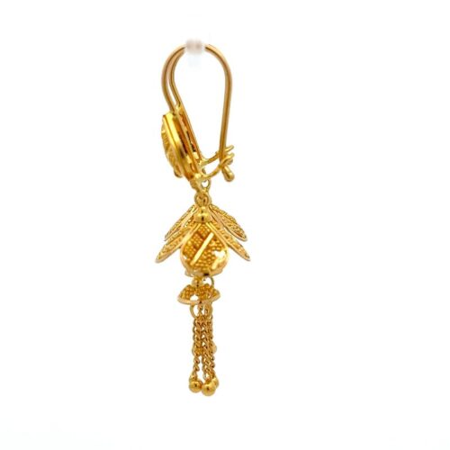 Blossom Bells Jhumka Earrings - Side View | Mustafa Jewellery