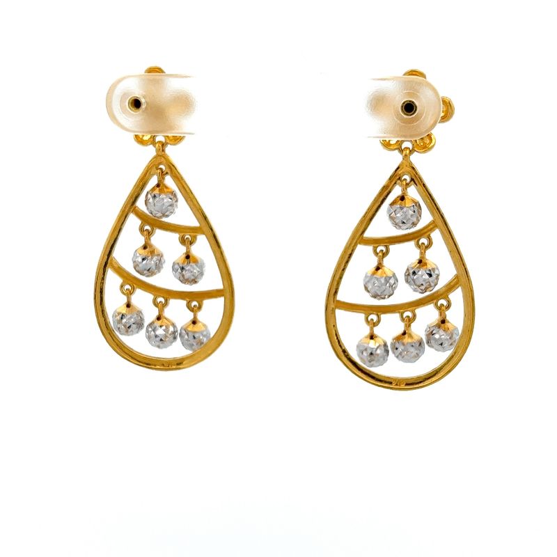 Floral Raindrop Gold Drop Earrings - Mustafa Jewellery