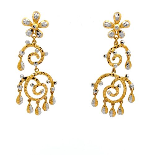 Golden Crescendo Dangle Earrings | Mustafa Jewellery