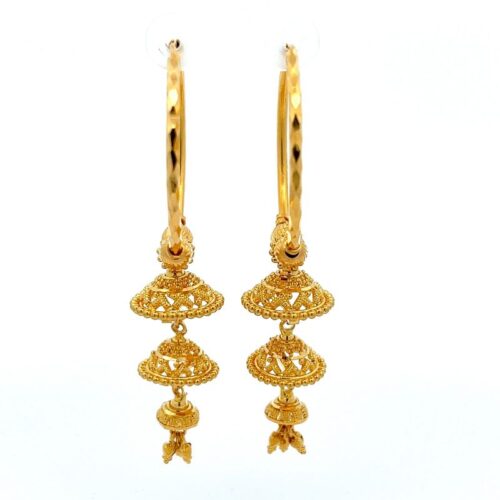 Enchanting Symphony Gold Jhumka Earrings | Mustafa Jewellery
