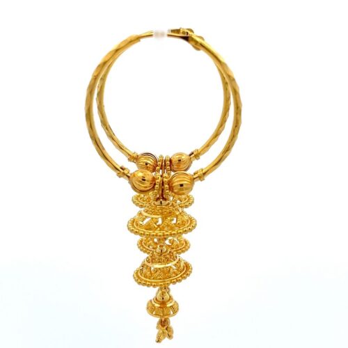 Enchanting Symphony - Gold Jhumka Earrings - Front View | Mustafa Jewellery