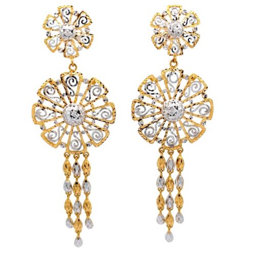 Golden Whirlwind Dangle Earrings | Mustafa Jewellery