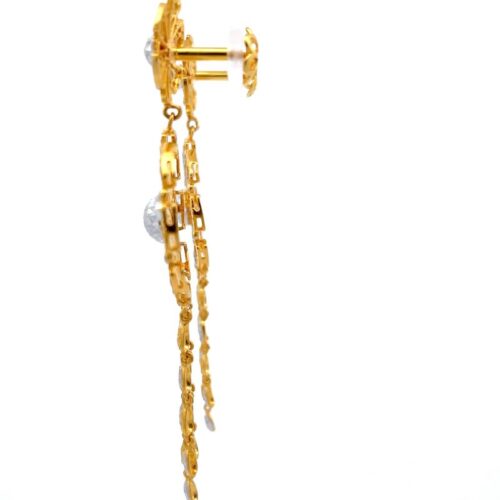 Golden Whirlwind Dangle Earrings - Left Side View | Mustafa Jewellery
