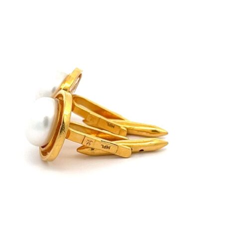 Regal Elegance Gold Cufflink - Right Side View | Mustafa Jewellery
