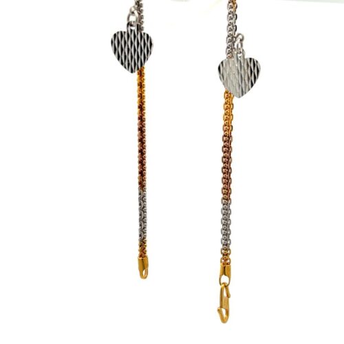 Tricolour Heart Harmony Gold Anklet | Mustafa Jewellery