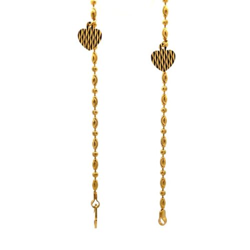 Heart of Wheat Charm Gold Anklet | Mustafa Jewellery
