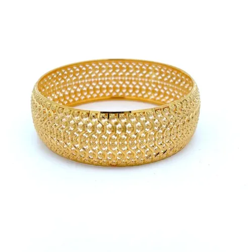 Elysian Beads Gold Hollow Bangle | Mustafa Jewellery Singapore