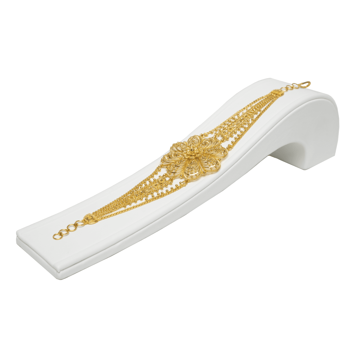 Filigree Flora Gold Link Bracelet | Mustafa Jewellery Singapore