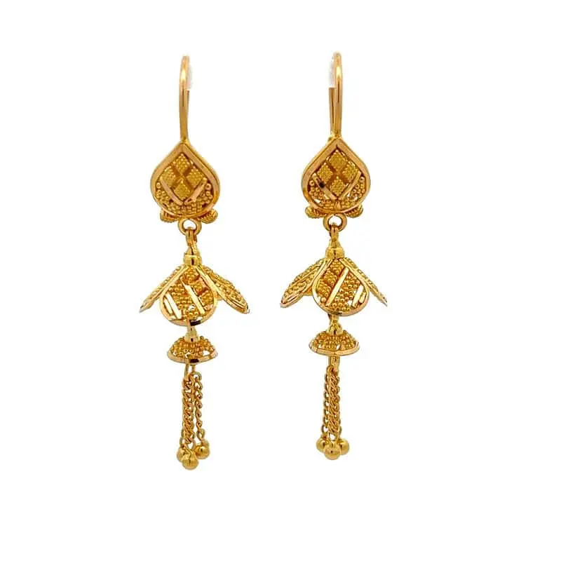 Blossom Bells Gold Jhumka Earrings