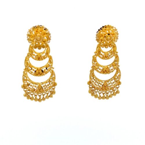 Filigree Serenade Gold Chandbali Earrings | Mustafa jewellery