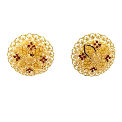 Lattice of Light Gold Stud Earrings | Mustafa Jewellery Malaysia