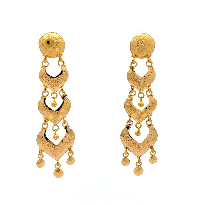 Rajkot’s Heart Cascade Chandelier Earrings | Mustafa Jewellery