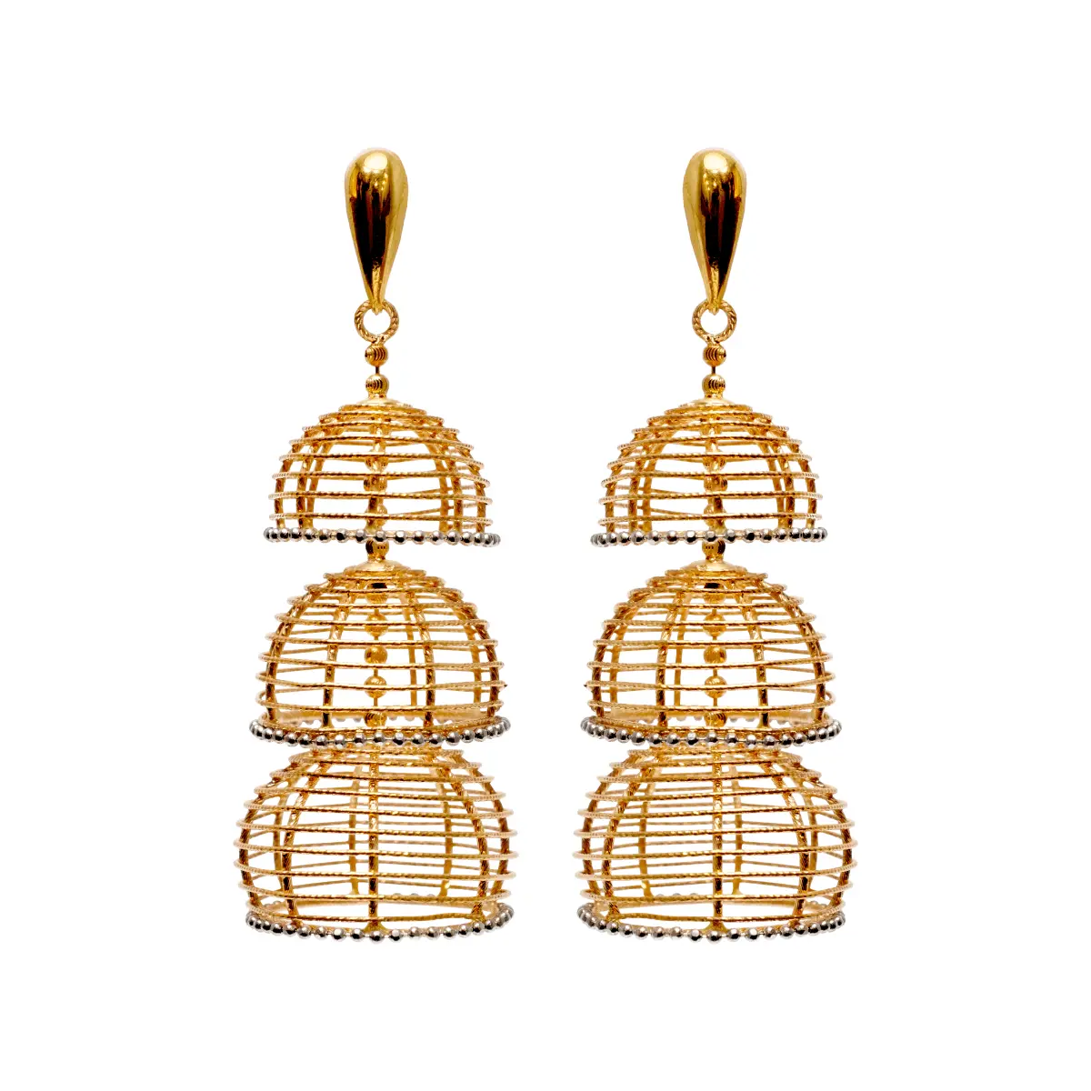 Royal Symphony Gold Jhumka Earrings | Mustafa Jewellery Malaysia