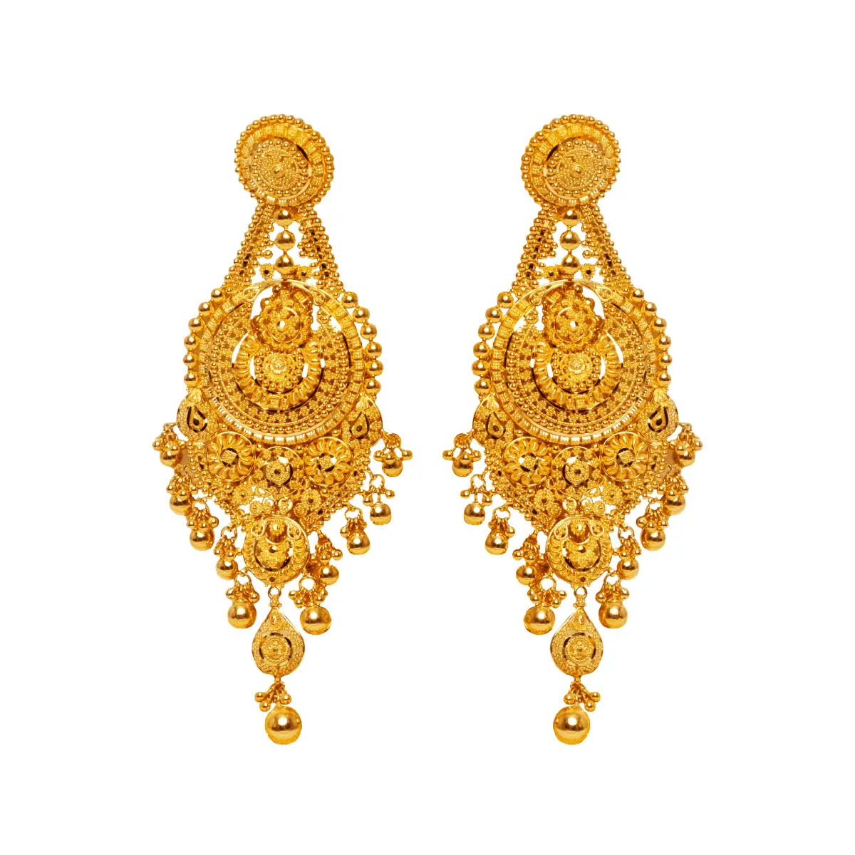 Serene Whisper Gold Dangle Earrings | Mustafa Jewellery Malaysia