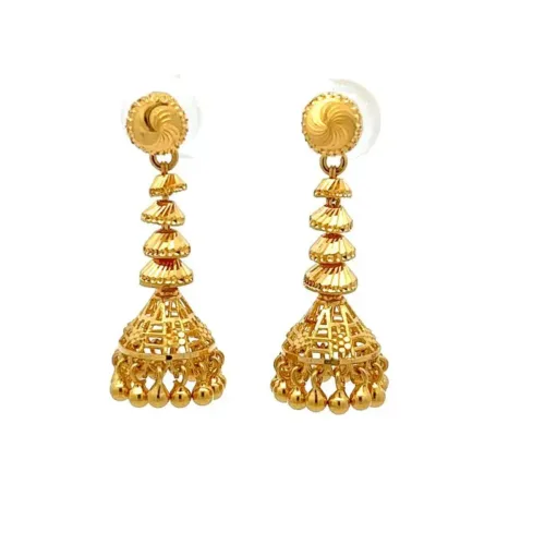 Sundar Melody Gold Jhumka Earrings | Mustafa Jewellery Malaysia