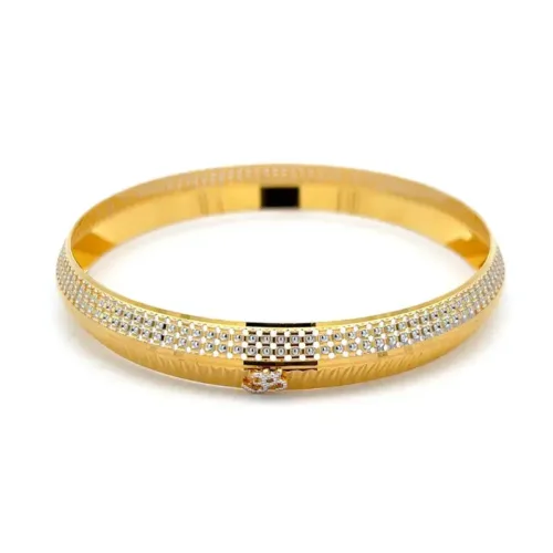 Divine Harmony Two-Tone Gold Kada | Mustafa Jewellery Singapore