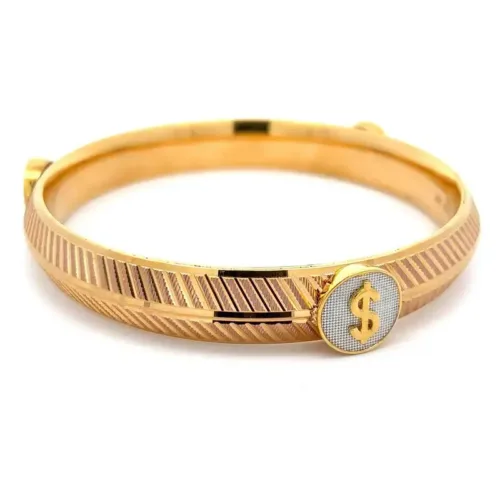 Fortune’s Favour Dollar Gold Kada For Men - Left