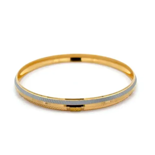 Om Resonance Two-Tone Gold Kada For Men | Mustafa Jewellery Singapore