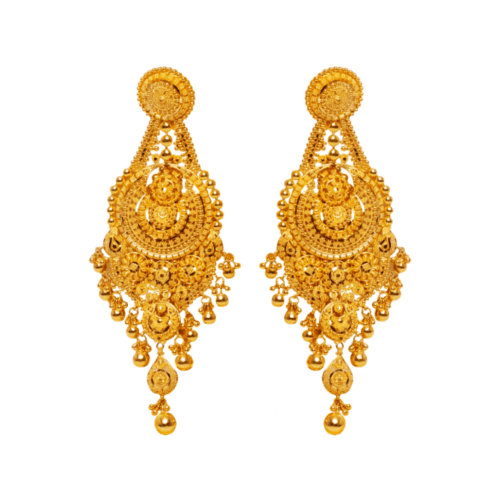 Gold Dangle Earrings - Serene Whisper | Mustafa Jewellery