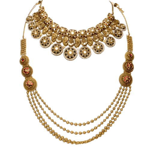 Vintage Splendour Gold Necklace | Mustafa Jewellery