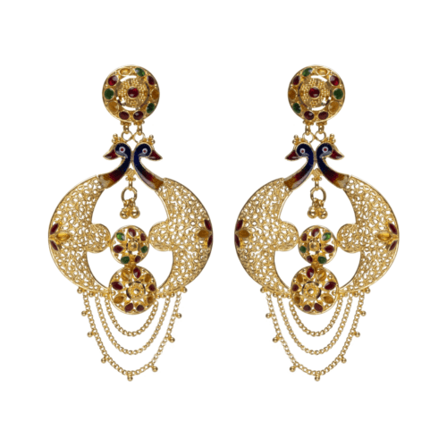 Opulent Peacock Dangle Earrings | Mustafa Jewellery