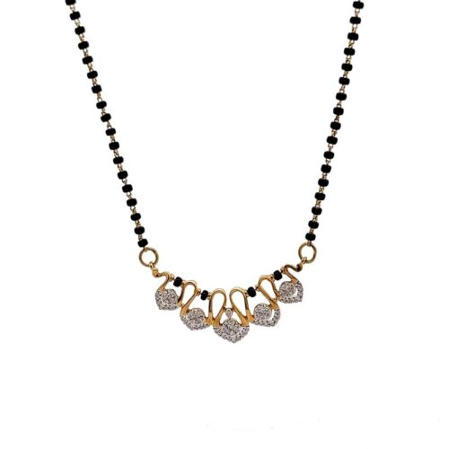 Dainty Diamond Mangalsutra Necklace - Front