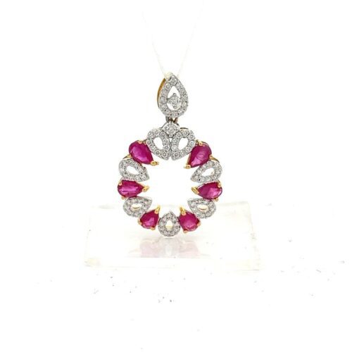 Elegant Ruby and Diamond Pendant | Mustafa Jewellery Singapore