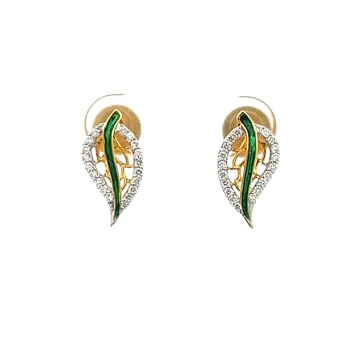 Graceful Diamond Stud Earrings - Front