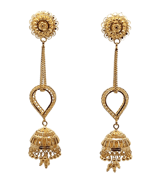 Golden Blossom Bell Earrings | Mustafa Jewellery Singapore