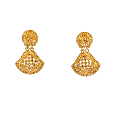 Gold Earrings - Opulent Tear Gold Earrings | Mustafa Jewellery Malaysia