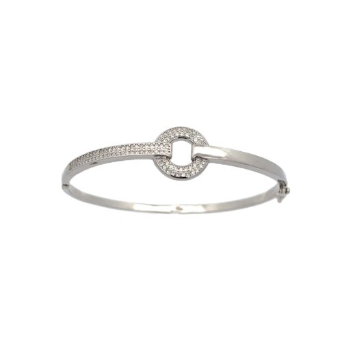 Moonlit Embrace Silver Bangle | Mustafa Jewellery Singapore