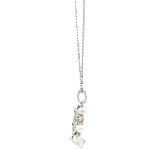 Emerald Glow Silver Necklace - Left