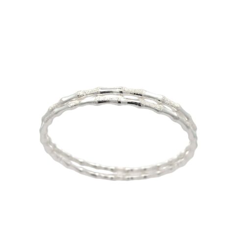 Frosted Fable Silver Bangle | Mustafa Jewellery Singapore