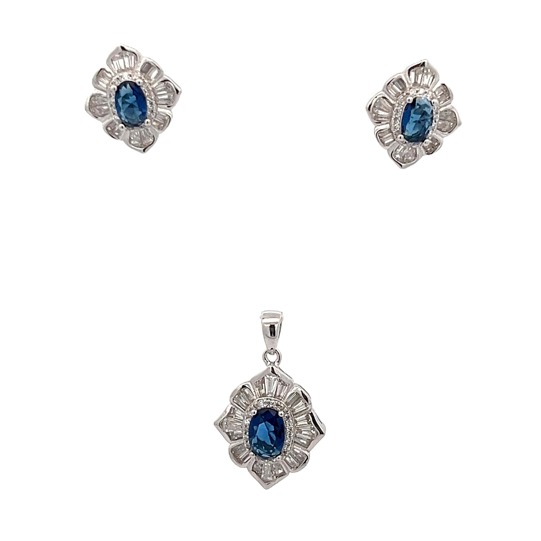Sapphire Stardust Silver Set | Mustafa Jewellery Singapore