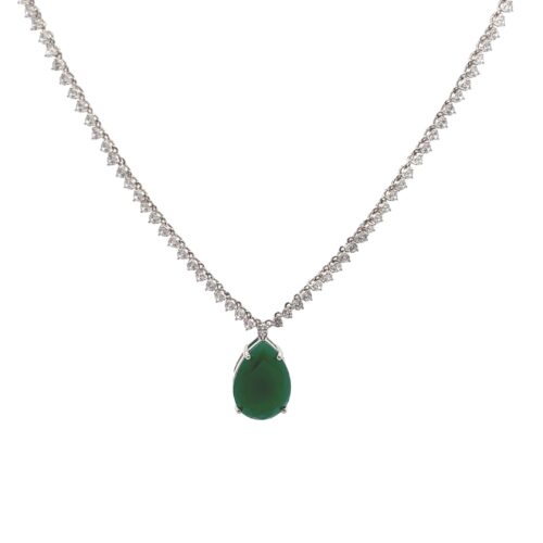 Peridot Aurora Silver Necklace | Mustafa Jewellery Singapore