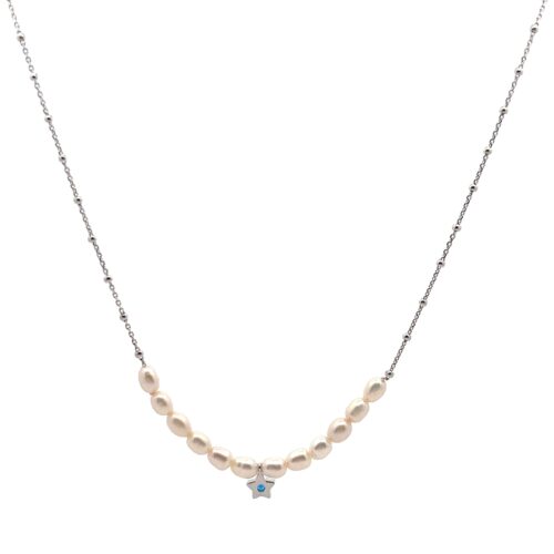 Starlit Pearl Silver Necklace | Mustafa Jewellery Singapore
