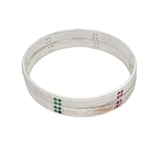 Twilight Blossom Silver Kada Set | Mustafa Jewellery Singapore
