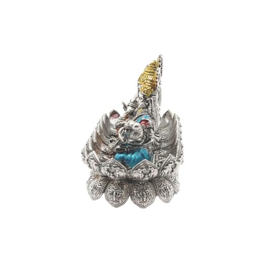 Divine Trio Silver Idol – Lakshmi, Ganesha & Saraswati - Left