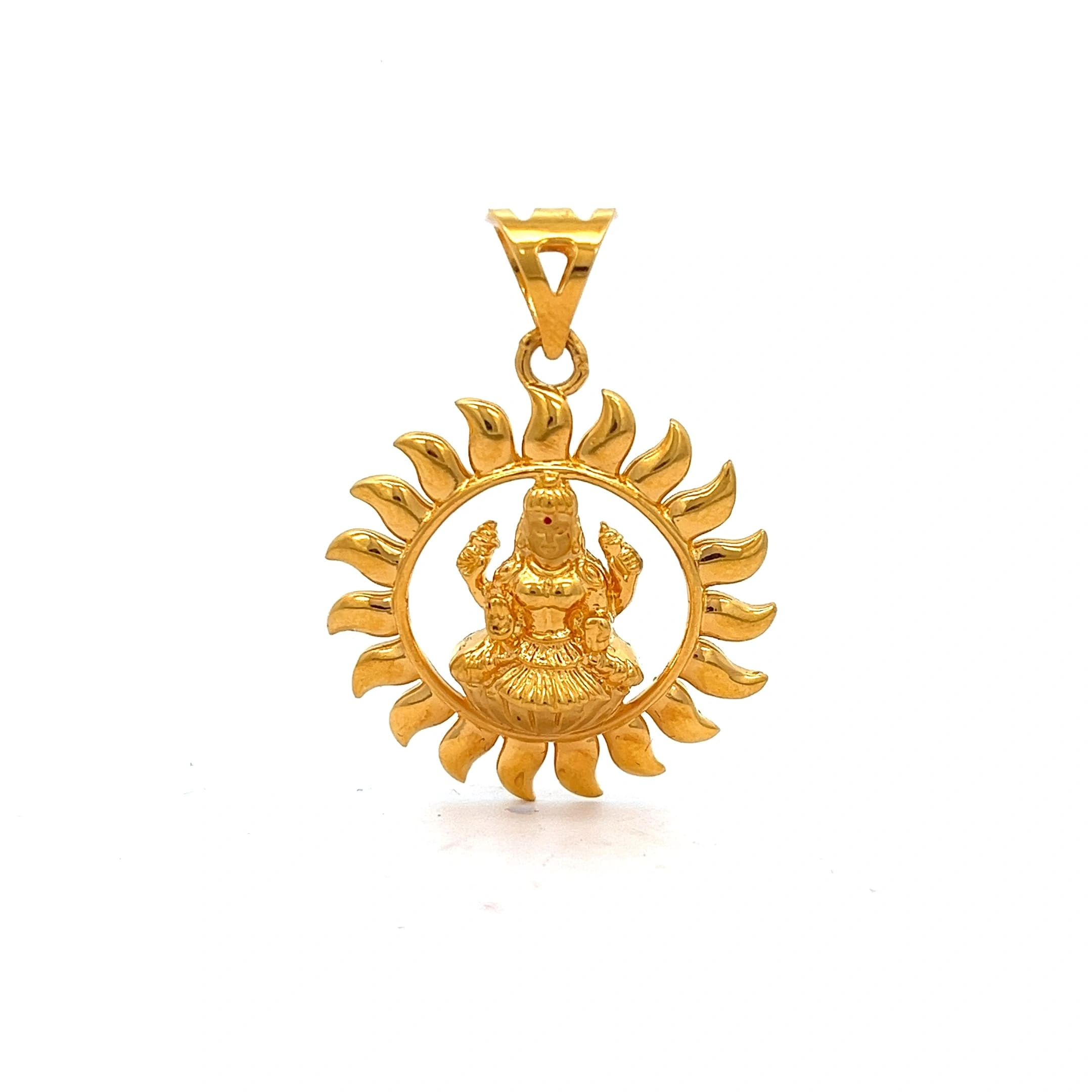 Golden Lakshmi Sun Pendant | Mustafa Jewellery Singapore